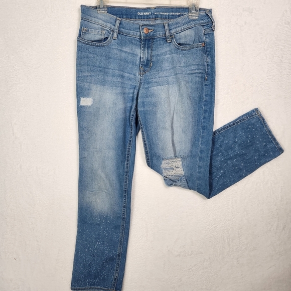 Old Navy Boyfriend Straight Droit Denim Distressed Jean- Size 2 - Picture 1 of 13